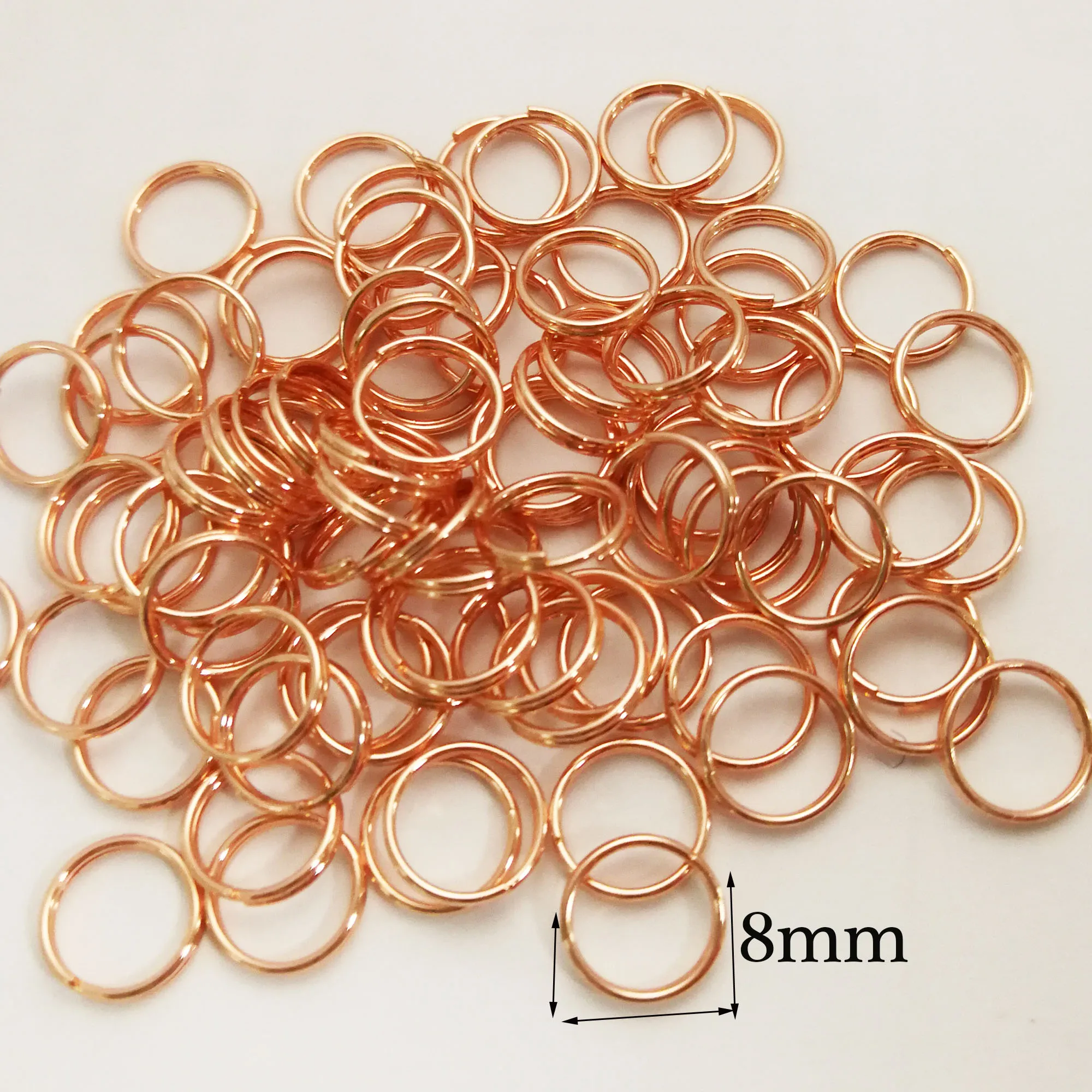 300-500 pcs Rose Gold split jump rings,Split Key Rings,leather key chain Key Rings,key chains key fob,o rings-8mm