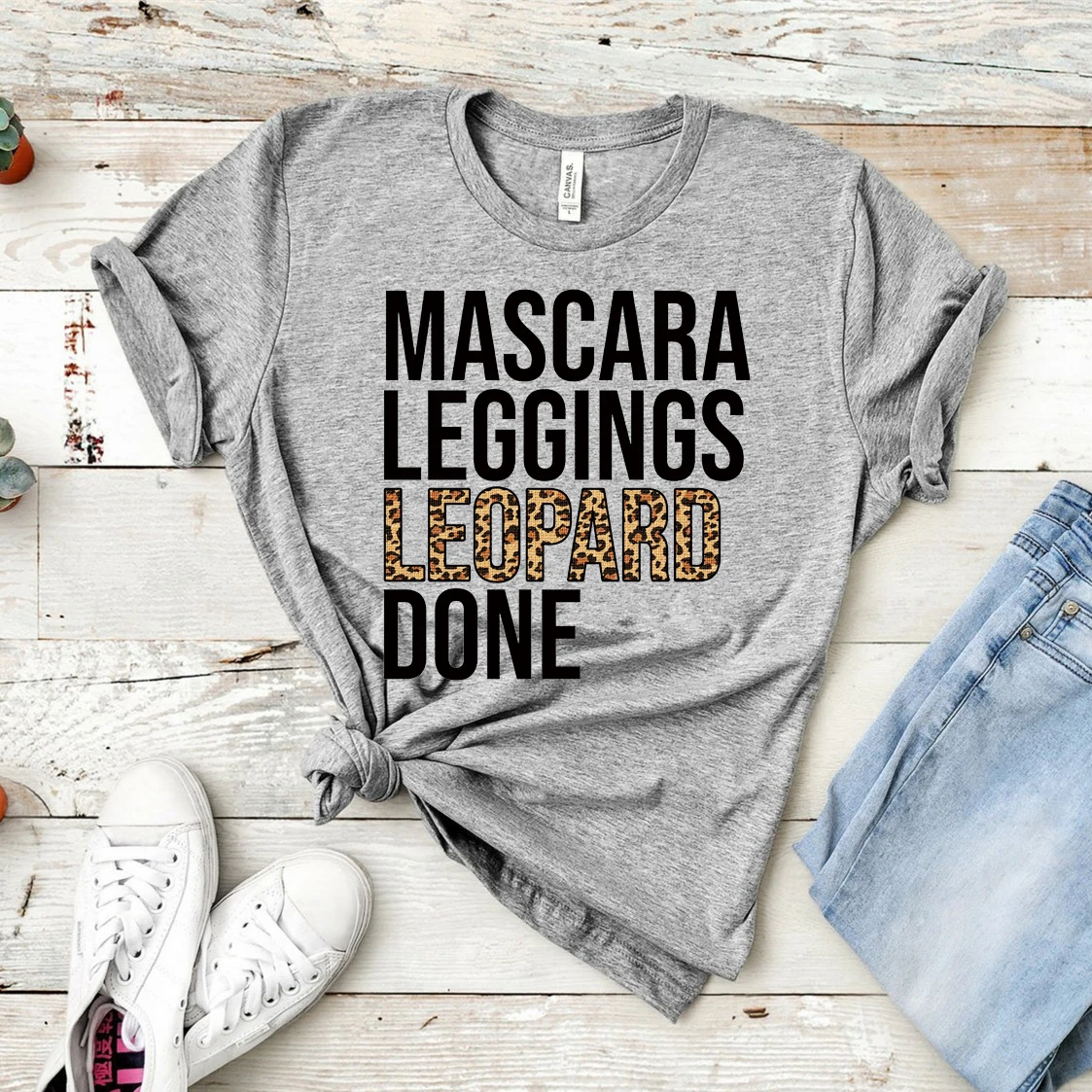 

Women Leopard Print Shirt Mascara Leggings Leopard Done T-Shirt Leopard Print Shirts Leopard Print Lover Tee