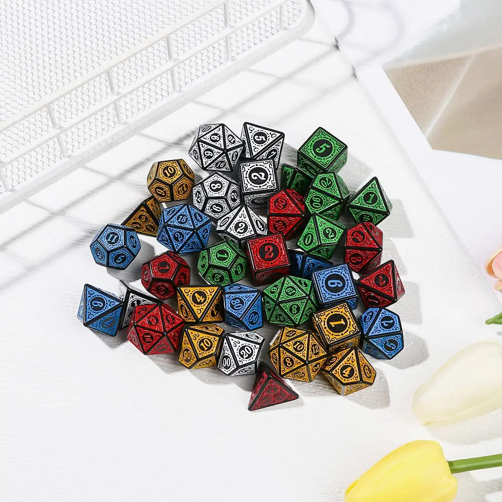 7-Die Multi-Sided Dice Set Game Dice For TRPG DND Polyhedral D4 D6 D8 D10 D12 D20 Dice For Board Card Game Math Game Accessories