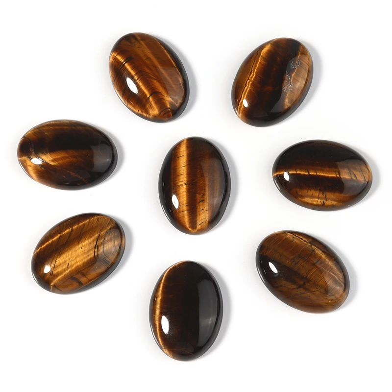 10pcs Natural Stone Oval Flatback 10x14/13x18/18x25mm Tiger's Eye Cabochon For DIY Jewelry Making Earring/Barcelet Accessories