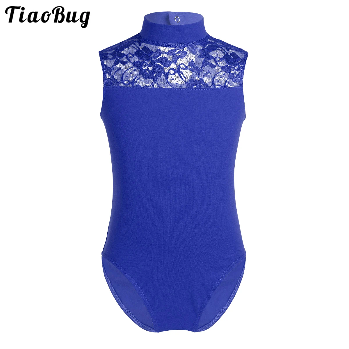 

TiaoBug Kids Girls Sleeveless Turtle Neck Lace Back Ballet Dance Bodysuit Gymnastics Leotard Classic Jumpsuit