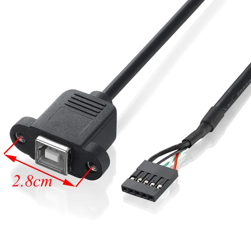 USB 2.0 B Type Female socket Printer Panel Mount to Pitch 2.0mm 5pin Housing PCB Motherboard Dupont Cable 25cm 50cm