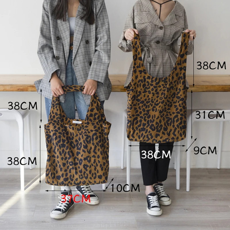 2023 Leopard Print Ladies Cloth Bag Women Shopping Tote Shopping Bags Foldable Eco Reusable Shoulder Shopper Bag Handbags