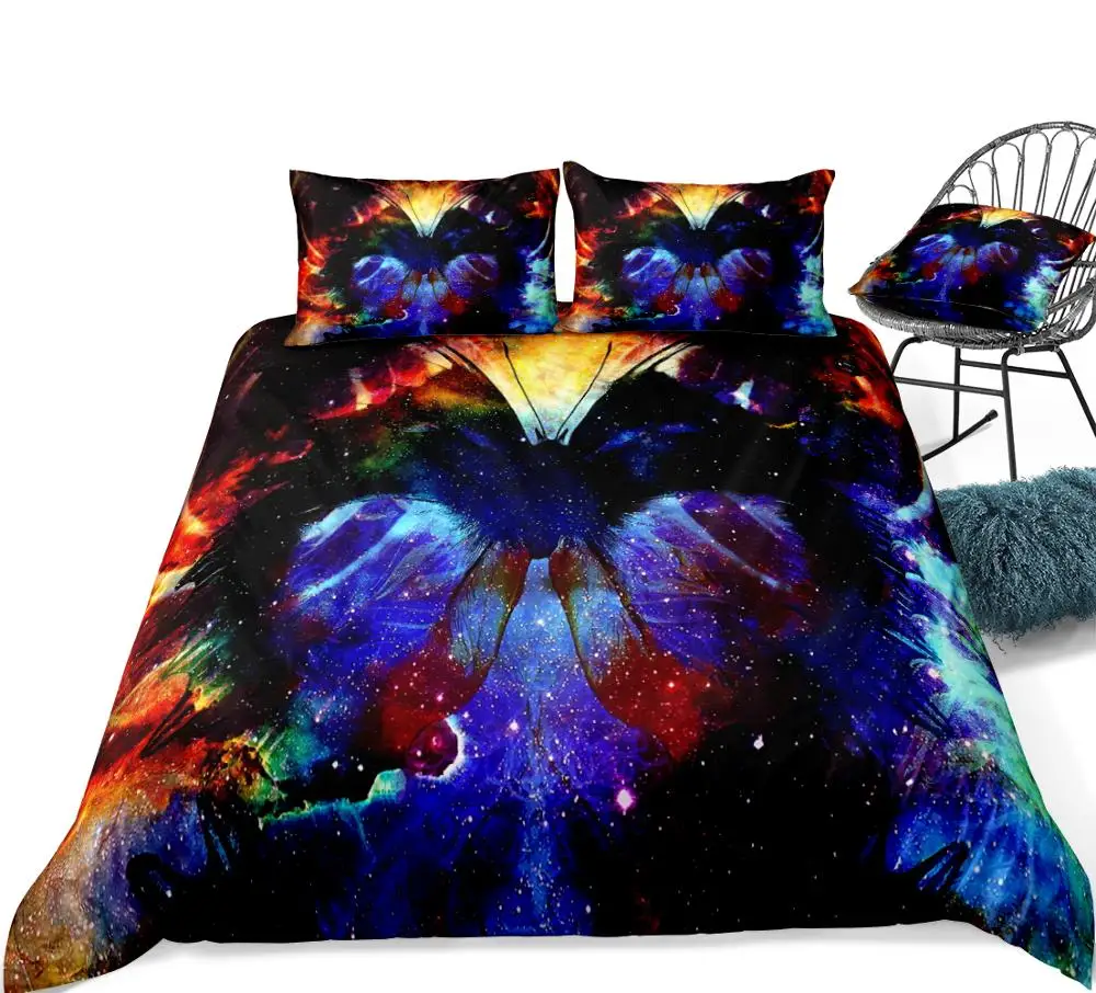 

3Pcs Boho Bedding Set Butterfly Bed Linen Girls Boys Home Textile Insect Bedclothes Dragonfly Bed Set Bohemian Duvet Cover Set