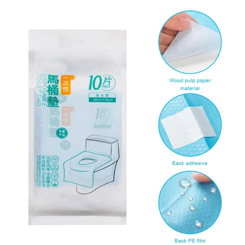 10Pcs Travel Disposable Paper Toilet Seat Cover Protector Biodegradable Camping Travel Safety Toilet Seat Mat Bathroom Accessory