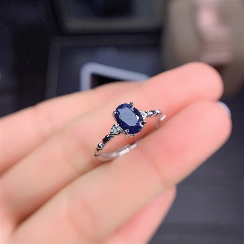 Hot Sale Fashion Design Silver Sapphire Rings for Women Solid 925 Silver Sapphire Ring Natural Sapphire Gemstone