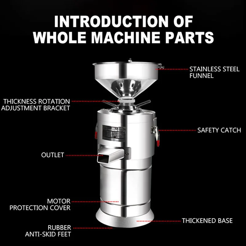 Máquina comercial de Tahini, Molinillo Eléctrico de mantequilla de cacahuete, pasta de sésamo, fabricante de leche de soja de acero inoxidable