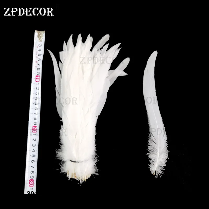 

ZPDECOR 25-30 CM 10-12 Inch Snow White Rooster Feathers Tail for Carnival