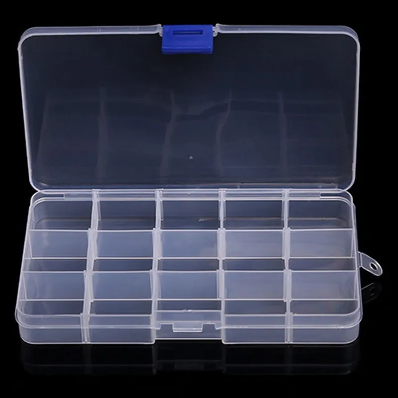 Plastic Jewelry Boxes Plastic Tool Box Adjustable Craft 10/15/24 Compartment Organizer Storage Box Case Packaging Wholesale