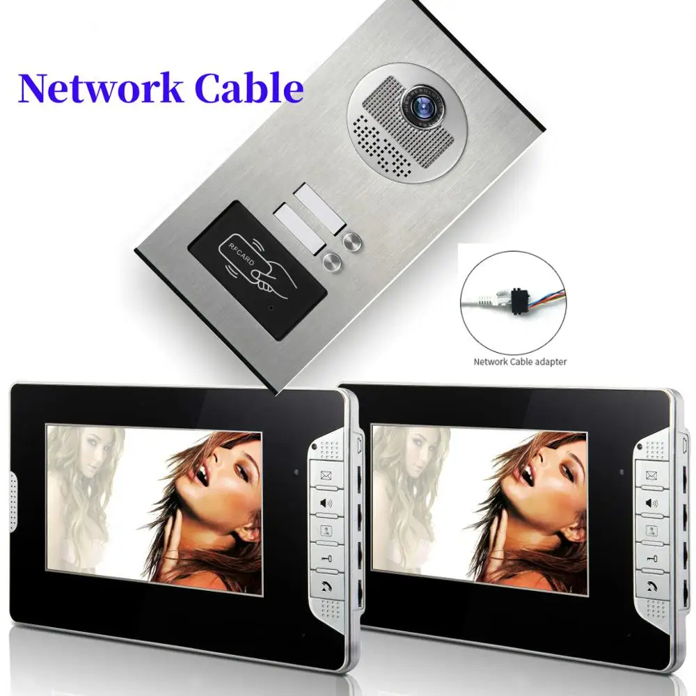 

7’’Color TFT LCD Video Door Phone Intercom Doorbell Unlock Monitor Rainproof Night Vision IR RIFD Camera Home Security