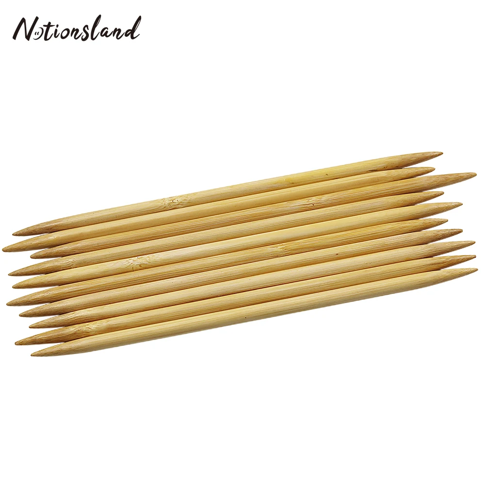 10pcs/set Double Pointed Bamboo Knitting Needles 7mm Crochet Hooks for Sweater Knit Weave Craft DIY Weaving Knit Tools