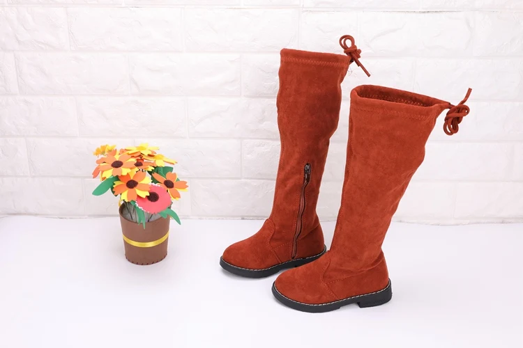 Botas hasta la rodilla de terciopelo para niñas, Zapatos altos de edición Princesa, invierno, talla 26-36