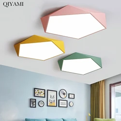 Colorful Polygon Arylic LED Ceiling Lights For Bed Room ith  remote control  lamparas de techo