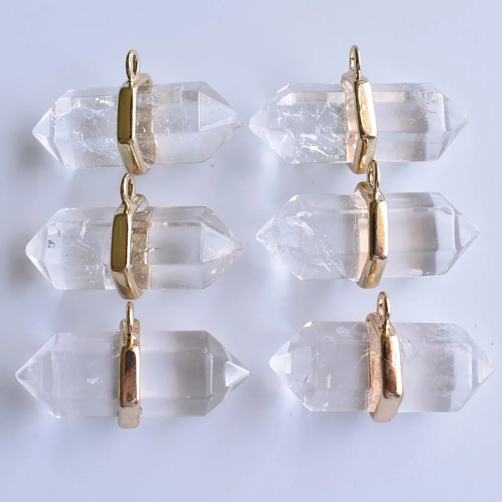 Natural crystal quartz pillar shape point Chakra charms pendants for jewelry making Wholesale 6pcs/lot free shipping