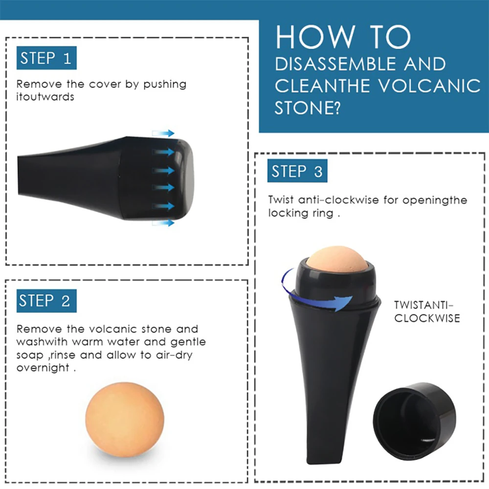 Oil-Absorbing Volcanic Face Roller Cleansing Face Oil Control Absorbent Mini Massager PK Facial Oil Blotting Sheets Paper