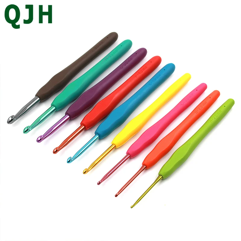 

9pcs 14cm Crochet Hooks Ergonomic Soft Handle Colorful Aluminium Crochet Hook Sweater Knitting Needls Set DIY Clothes Scarf