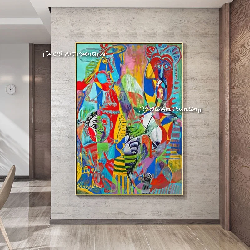 

Handpainted Modern Abstract Colorful face oil painting Wall Pictures 100% handmade Oil Paintings wall Art On Canvas as a gift