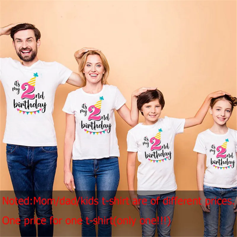 1pc 1 2 3 4 5 6 7 8 9 Birthday Tshirt Family Look Matching Tshirts Mom Dad Daughter Son Summer Short Sleeve Birthday Party Cloth