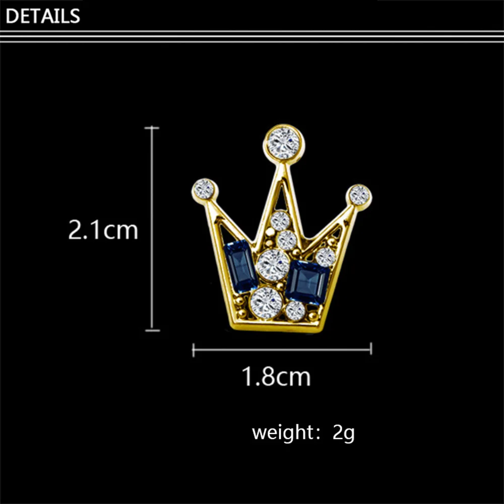 1Pair Fashion Luxury Rhinestone Mini Crown Brooches Korean Retro Suit Shirt Brooch Shirt Collar Crystal Brooch Lapel Badge Pins