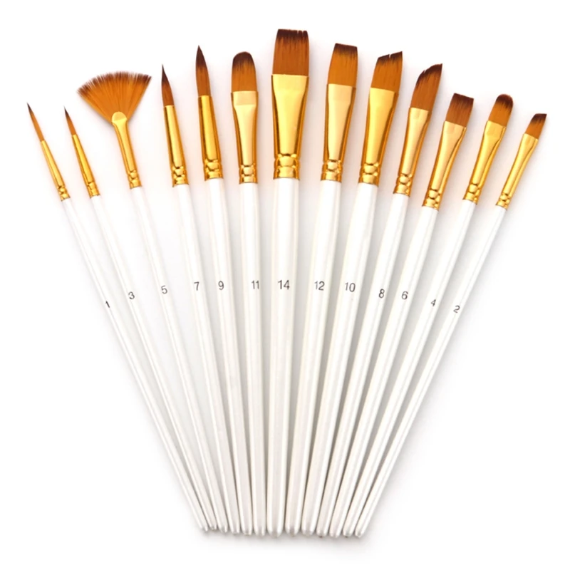 13pcs Nylon Hair Wooden Handle Watercolor Paint Brush Pen Set for DIY Oil Acrylic Painting Art Paint Brushes Supplies