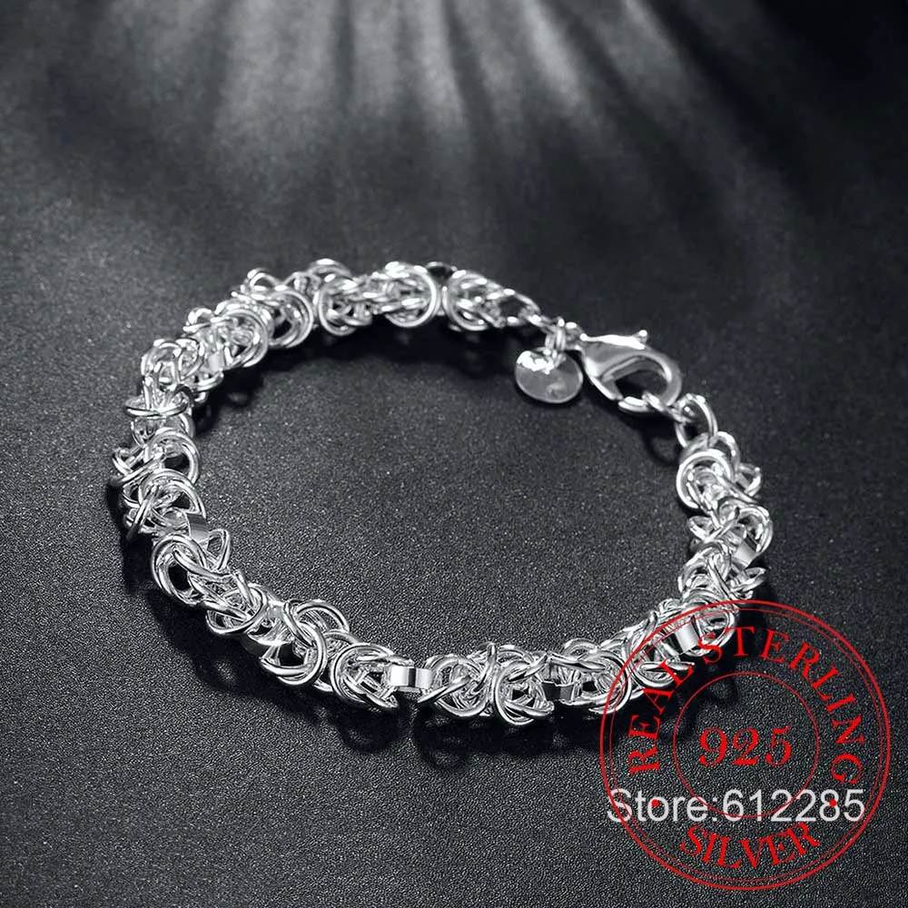 100% Real 925 Sterling Silver Bracelets For Women Fashion Leading Shrimp Buckle Charm Chain Bracelets Bangles Day Wear