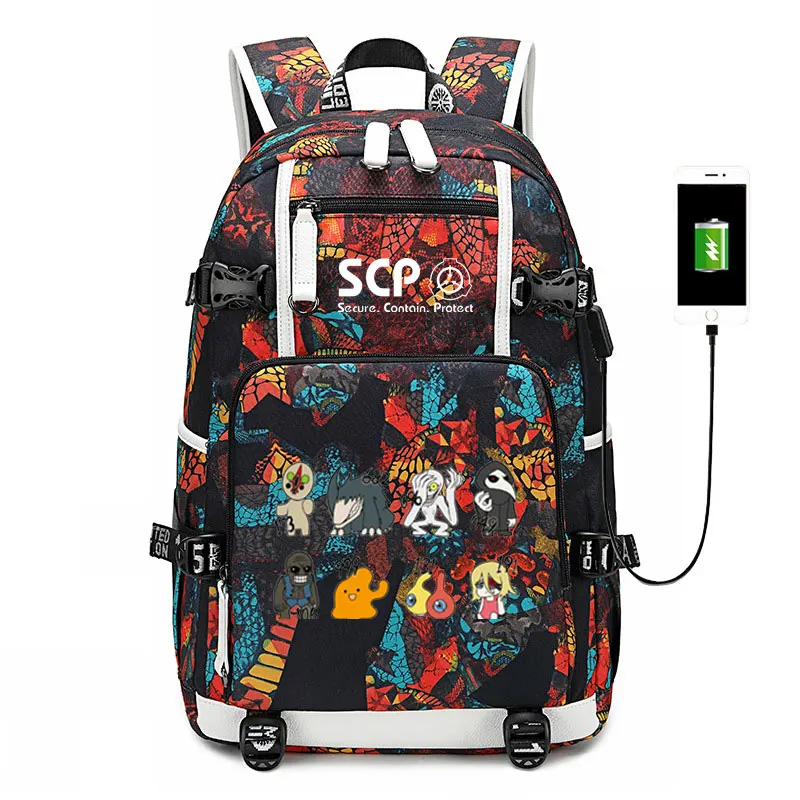 Imagem -04 - Bolsa Scp Fundação Mochila Estudante Schoolbag Homem Luminous Bolsas de Viagem Feminino Bolsa Usb Novo