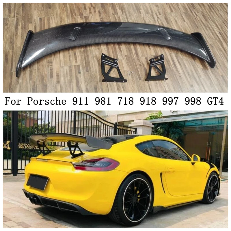 Real Carbon Fiber & FRP Spoiler For Porsche 911 981 718 918 997 998 GT4 Carrera Cayman Boxster High Quality Wing Lip Spoilers