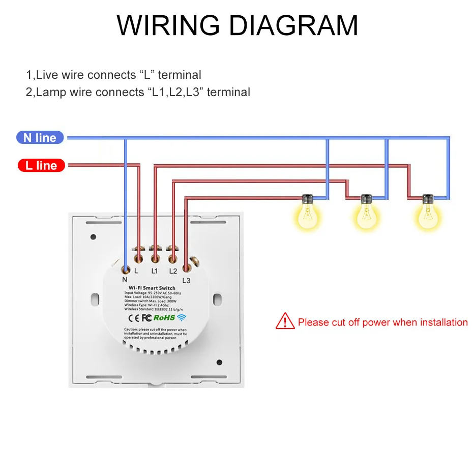 Wifi Touch Switch EU standard 1 2 3 Gang Glass Panel Smart Wall Light Switch Ewelink Wireless Control Support Alexa Google Home