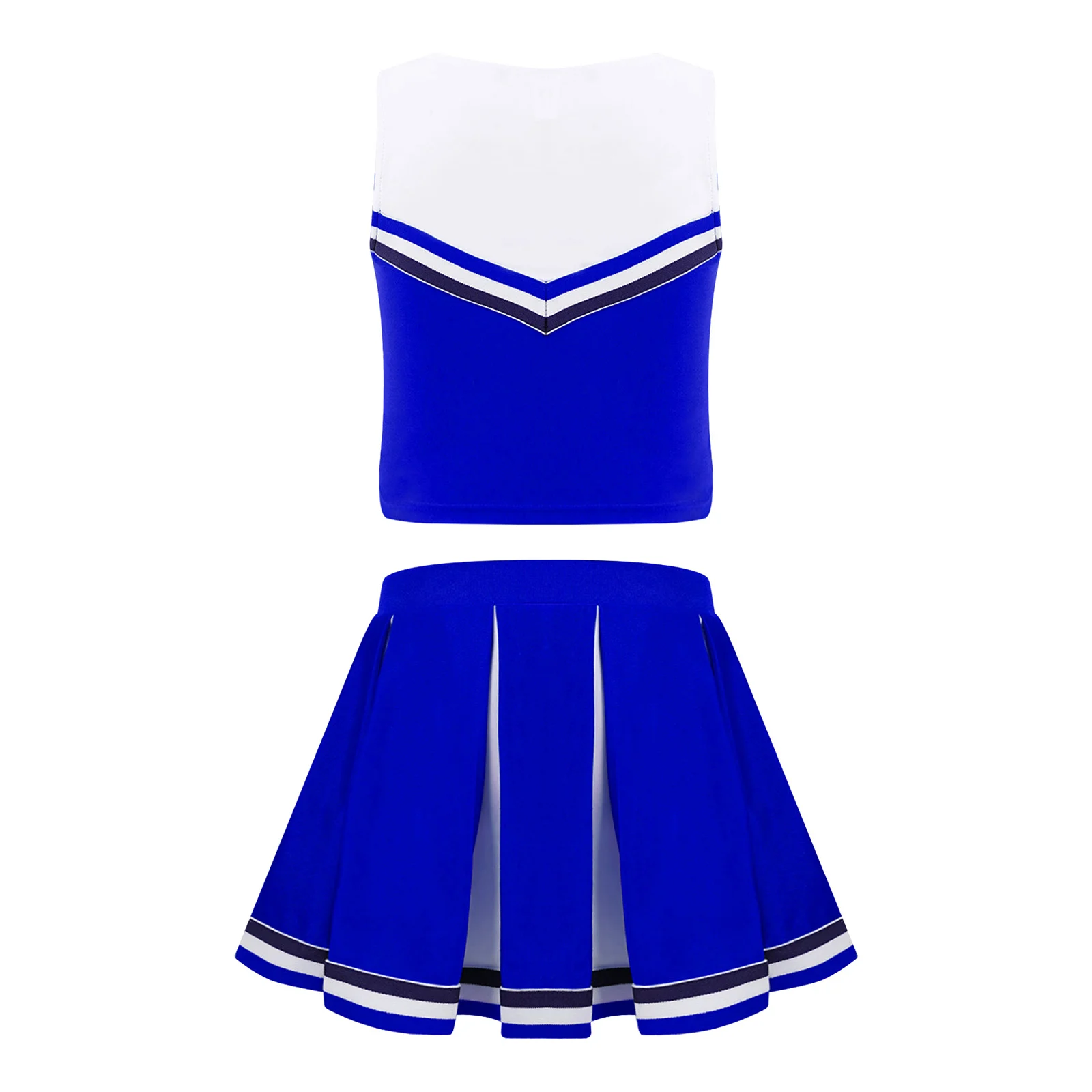 Crianças meninas cheerleader traje uniforme curto cheerleading cheerleading impressão superior de colheita com mini saias plissadas uniformes das meninas da escola