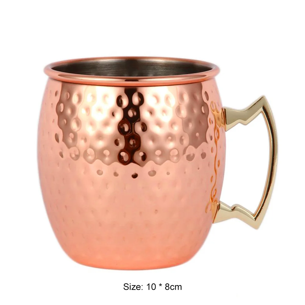 Cocktail Wine Cup Moscow Mule Mug Stainless Steel Hammered Copper Plated Beer Cup Coffee Cup Bar Drinkware Champagne Cup