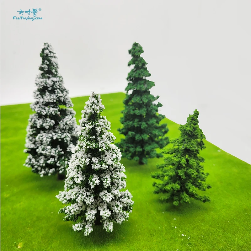 4pcs HO Scale Model Pine Trees Cedar Landscape Train Railway Layout Dioramas Christmas Diy Sand Table Decor 6cm/8cm/10cm/12cm