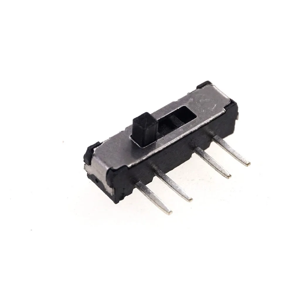 10 Pcs Miniature Slide Switch 4 Pin 1P3T SP3T ON-ON-ON Horizontal Through Hole PCB Knob 2.00mm Height