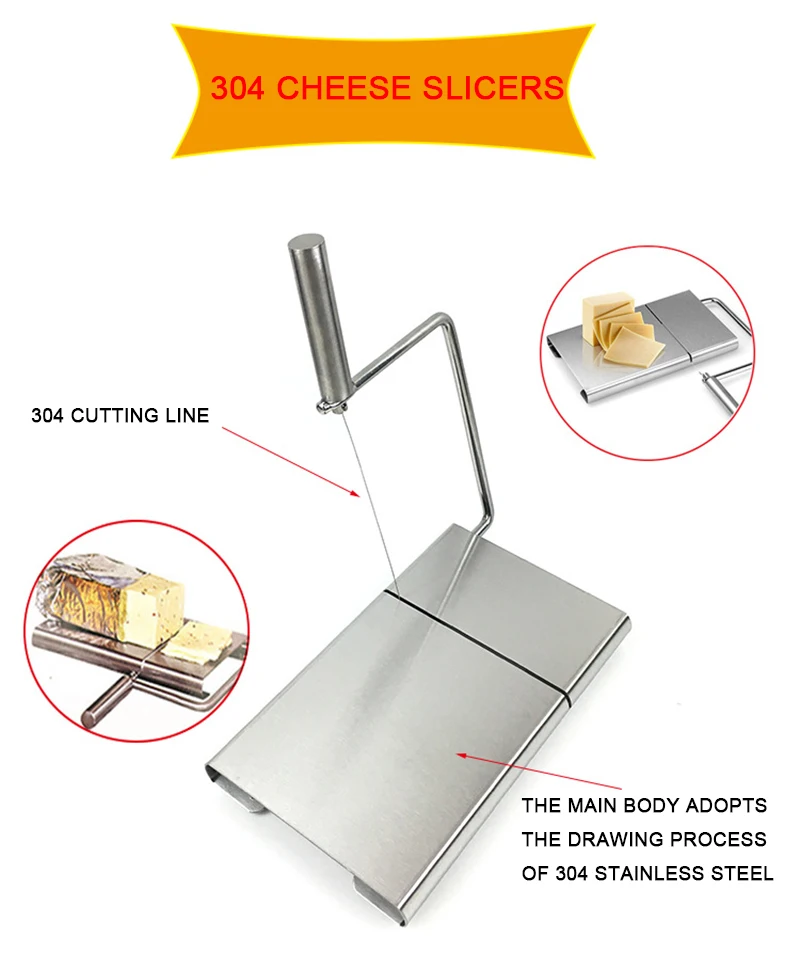 Master Star Stainless Steel Cheese Slicer Wire Cutter Food Butter Ham Slicer Kitchen Tools Cutting Board Utensil