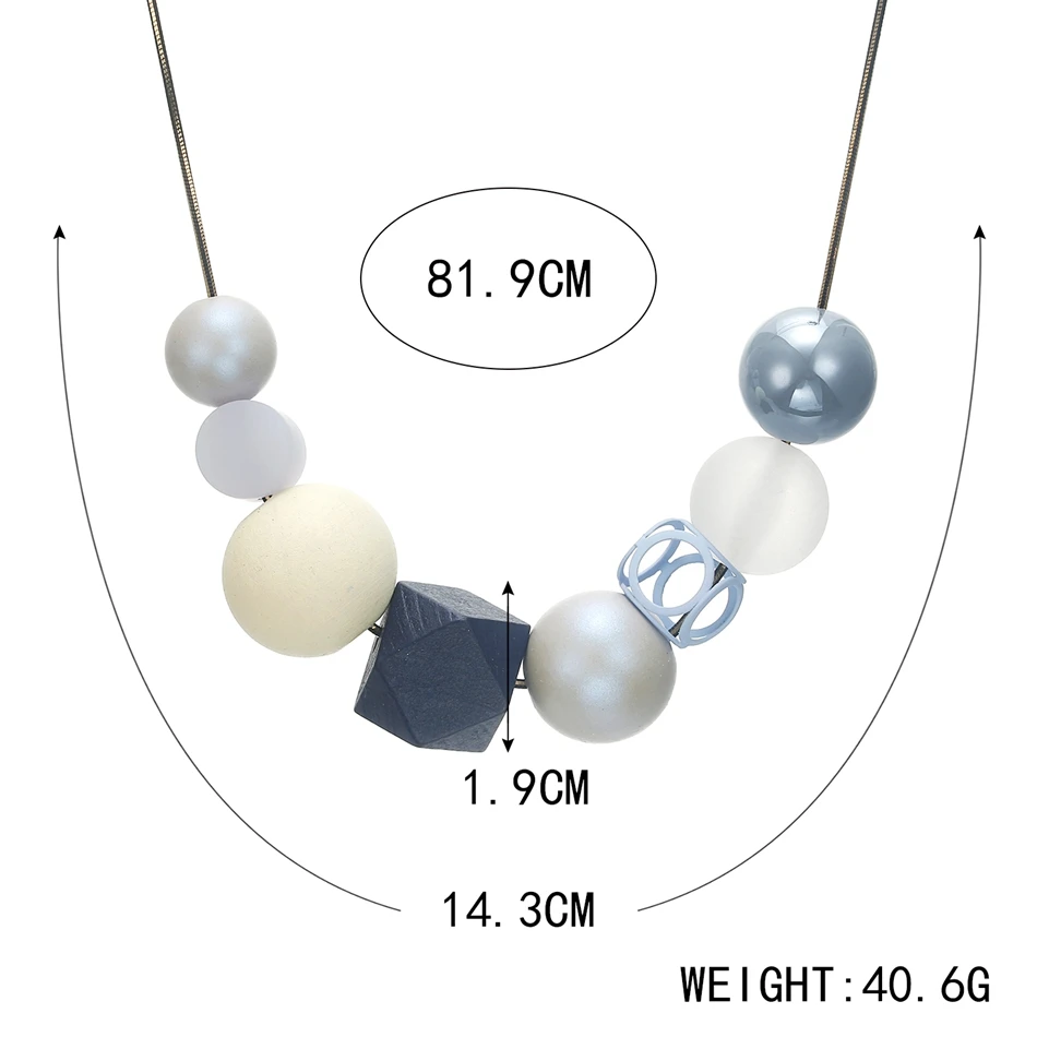 Acrylic Beads Long Necklace for Women Wood Beaded Sweater Necklaces & Pendants Statement Necklace Collar Women's  Jewelry MX063