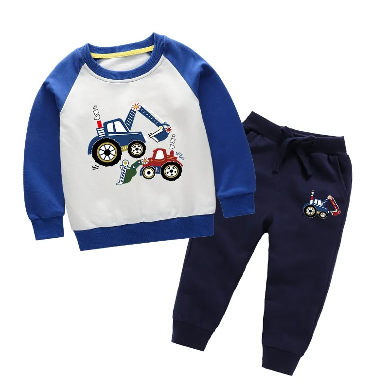 BINIDUCKLING 2020 Autumn Kids Boys Clothes Set Cotton Cartoon Car Printed Long Sleeve Clothing Suit For Boys Toddler Fall Outfit