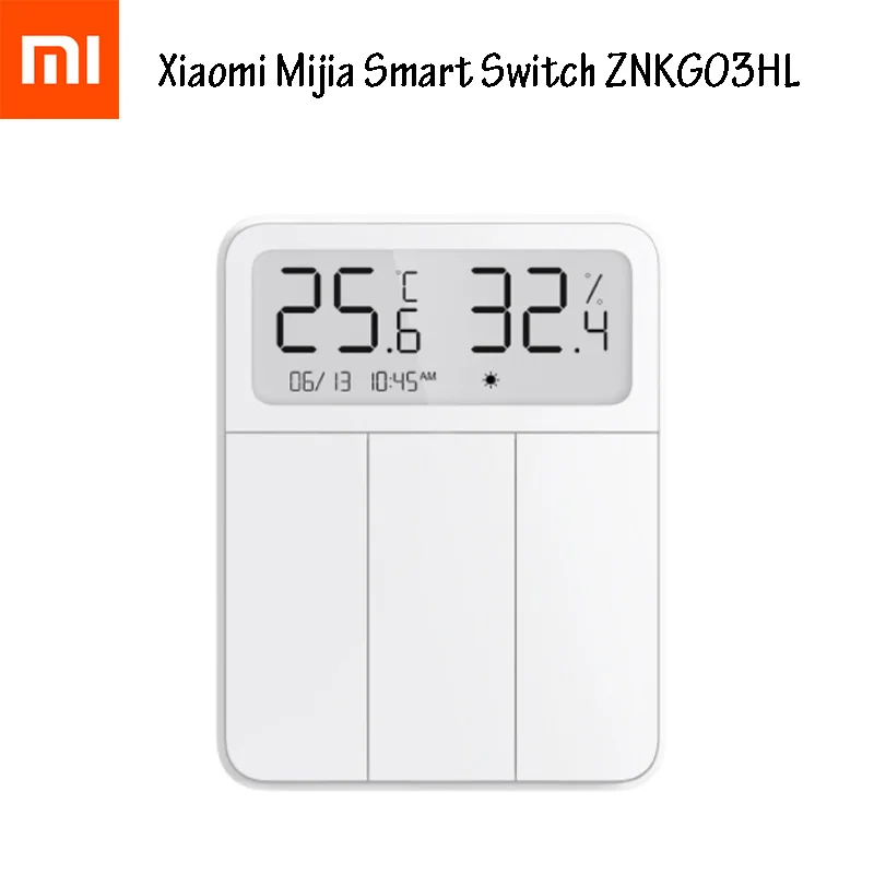 

Xiaomi Mijia 3 In 1 Smart Switch Temperature & Humidity Single Control Three Open VER Energy-saving Electric Lamp Switch Display