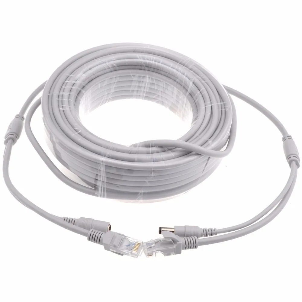 Ethernet Network Cable 2.1mm/5.5mm Jack RJ45 + DC Power Extension Cable 5M/10M/20M/30M For IP Cameras NVR System