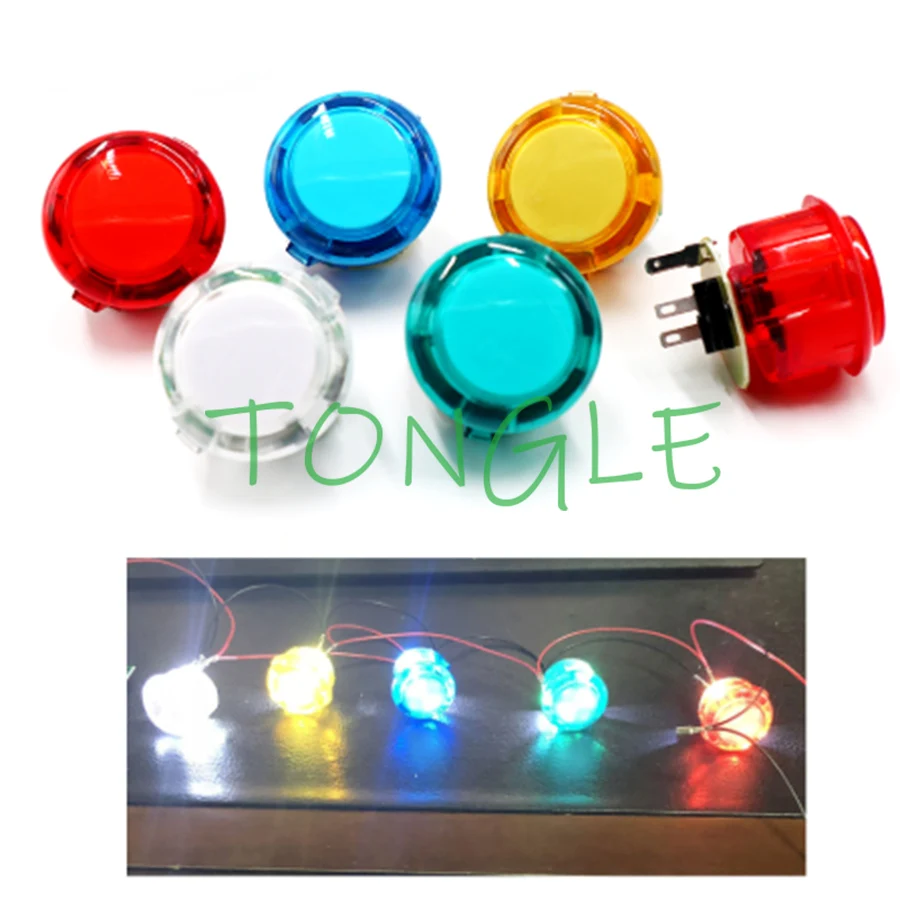 

12pcs Clear Arcade Push Button 5V LED Light Buttons 30mm Copy Sanwa Replace SANWA OBSC-30 OBSF-30 DIY Arcade Joystick