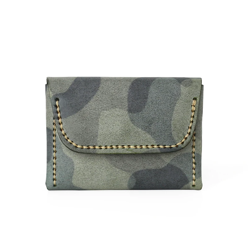 Credit Card Purses Genuine Leather Luxury Handmade Camouflage Storage Coin Pouch Hasp Wallet Cowhide Money Bag