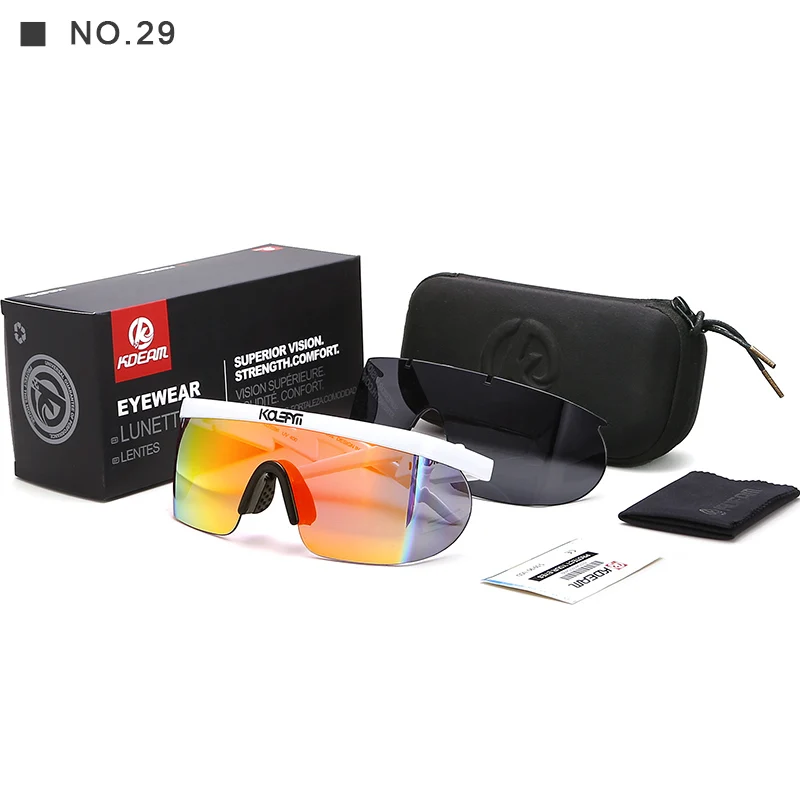 Cool Half Frame Mirror Sunglasses Men Women KDEAM Colorful Shades Semi Rimless Fashion Outdoor Sun Glasses With Zip Case