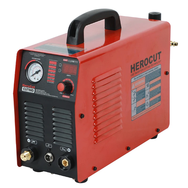 HEROCUT Plasma Cutter CUT50D IGBT Single Phase HF 50Amps 220V DC Air Plasma Cutting Machine Clean Cutting Thickness 15mm