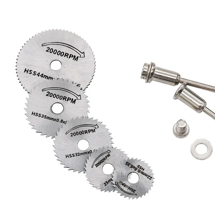 4 rodzaje 7pc Mini HSS brzeszczot obrotowy narzędzie do Dremel Metal Cutter elektronarzędzia cięcie drewna tarcze wiertła trzpień odcięcia