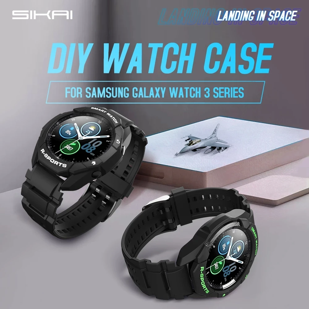 SIKAI 2021 Case For Samsung Galaxy Watch 3 45mm TPU Shell Protector Cover Band Strap Bracelet Charger for Galaxy Watch 3 45mm