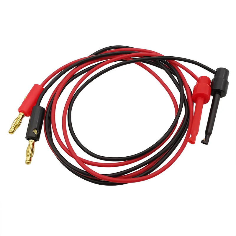 1Pair Gold Plated 4mm Banana Plug to Test Hook Clip Cable Gold Plated For Multimeter Test Cable Equipment Connector