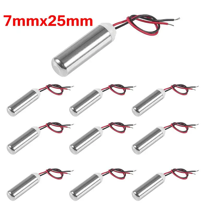 10Pcs DC Coreless Motor 7mmx25mm Micro Waterproof Vibration Miniature Vibrating 8000-24000rpm Motor for Electric Toothbrush Toys