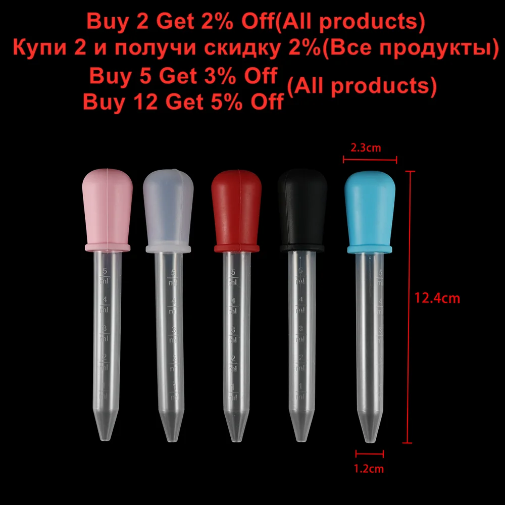 2/5pcs 5ml Clear Silicone Dropper Graduated Pipette Liquid Food Dropper for Epoxy Resin Candy Molds Jewelry Making Tools