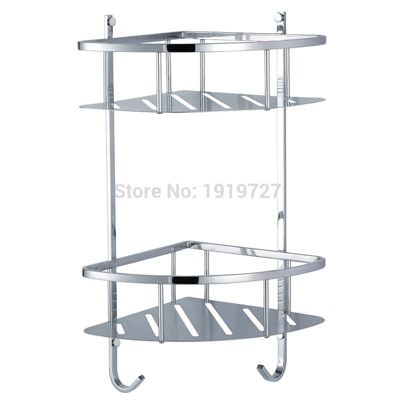 

Vidric Factory Direct High Quality Wholesale Shower Corner Shelf Stainless Steel Caddy Bathroom Organizer Storage Dual Layer