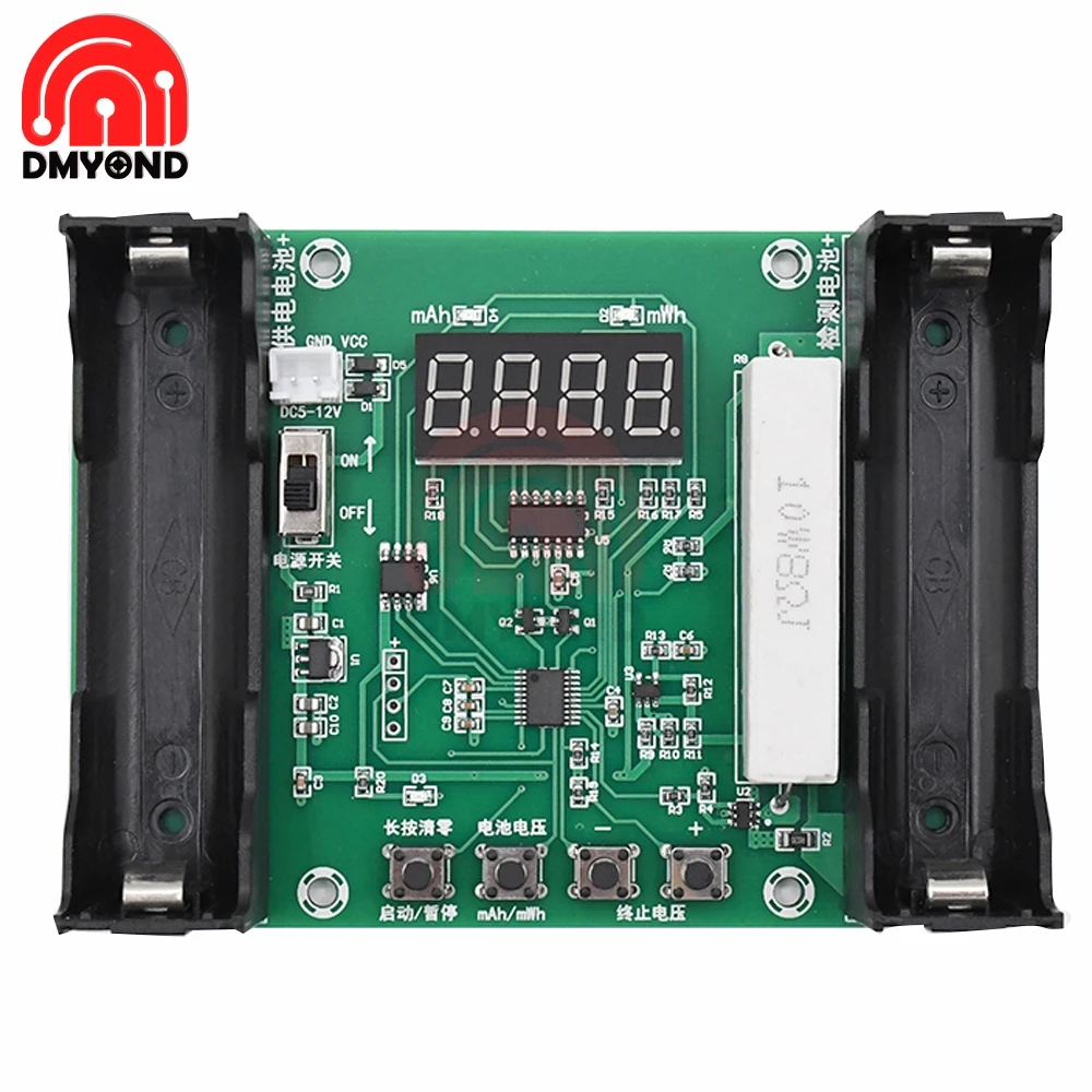 Imagem -02 - Verificador de Capacidade da Bateria de Lítio Embutida Bateria 18650 Mah Mwh Digital Monitor de Bateria de Carga Eletrônica dc 5v12v