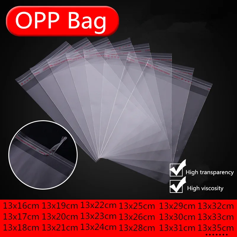 Multi Size 100Pcs Transparent Resealable Cellophane OPP Poly Bags Self Adhesive Plastic Bag Self Adhesive Seal Bags&Candy Bags