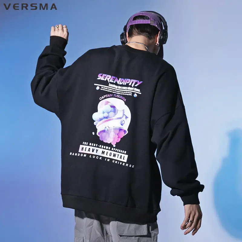 VERSMA Japanese Designer University White Hoodie Sweatshirt Men Women European Streetwear Graffiti Printed  Sports Hoodies Men